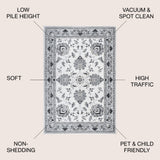 Cherie French Cottage Area Rug 4 Size/6 Colors Available