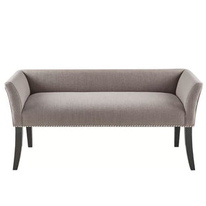 Modern Mid-Century Grey Upholstered Accent Bench