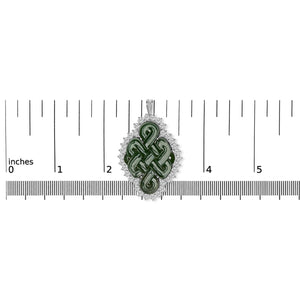18K White Gold 2.00 Cttw Diamond Halo and Jade Shield Brooch Pin and Pendant (G-H Color, VS1-VS2 Clarity) CHAIN NOT INCLUDED