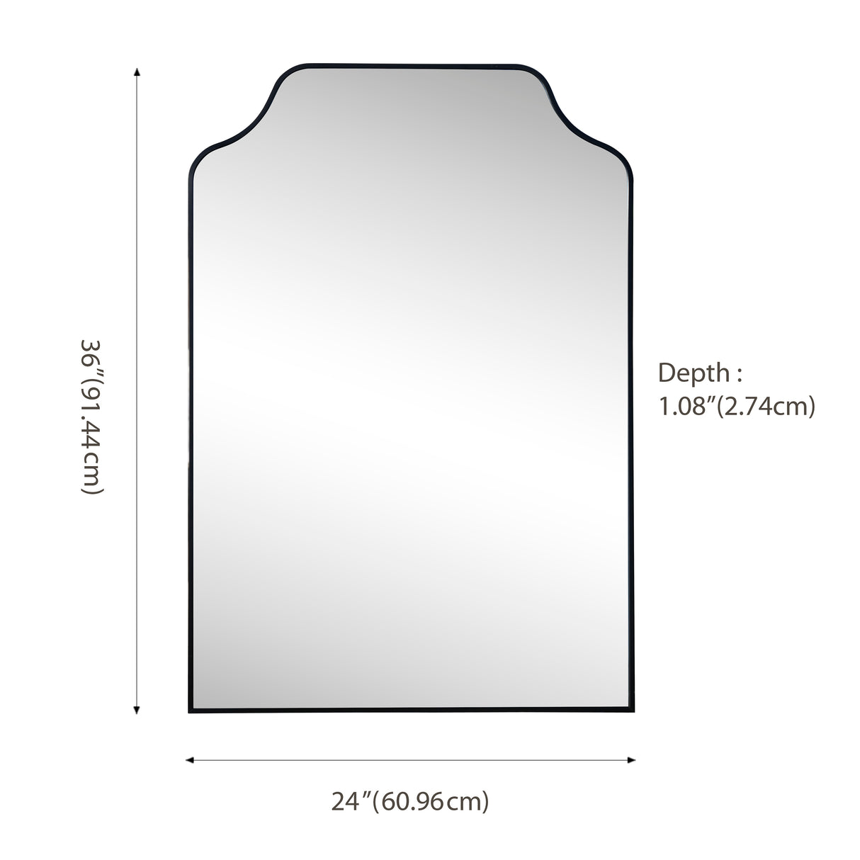 Lindie Medium Scalloped-Top Metal Framed Wall Mounted Mirror