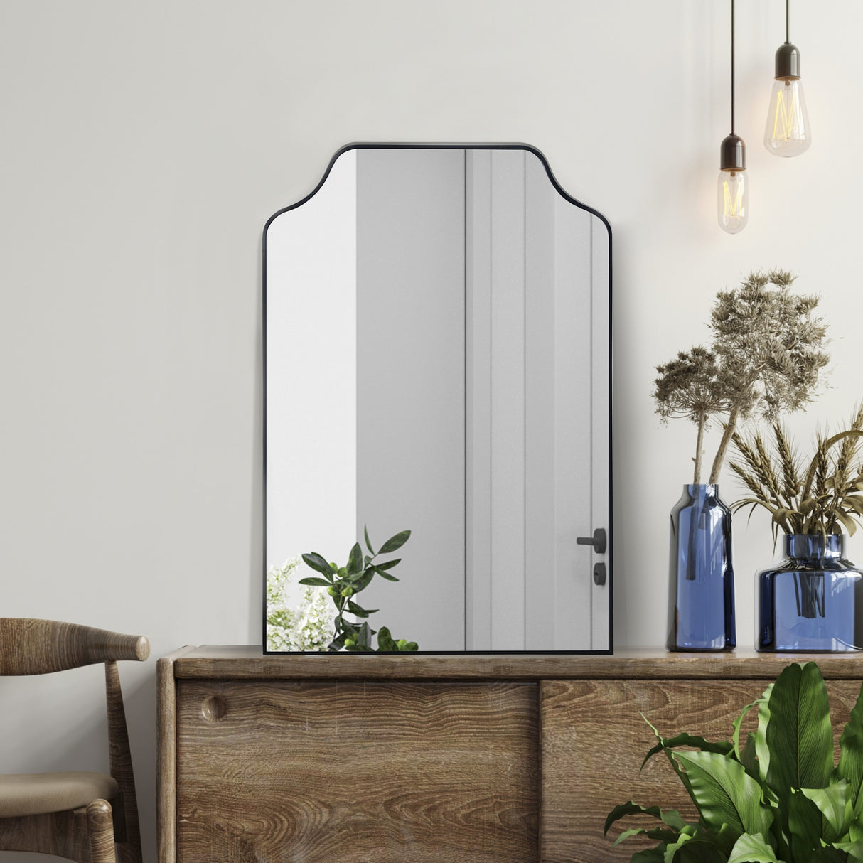 Lindie Medium Scalloped-Top Metal Framed Wall Mounted Mirror