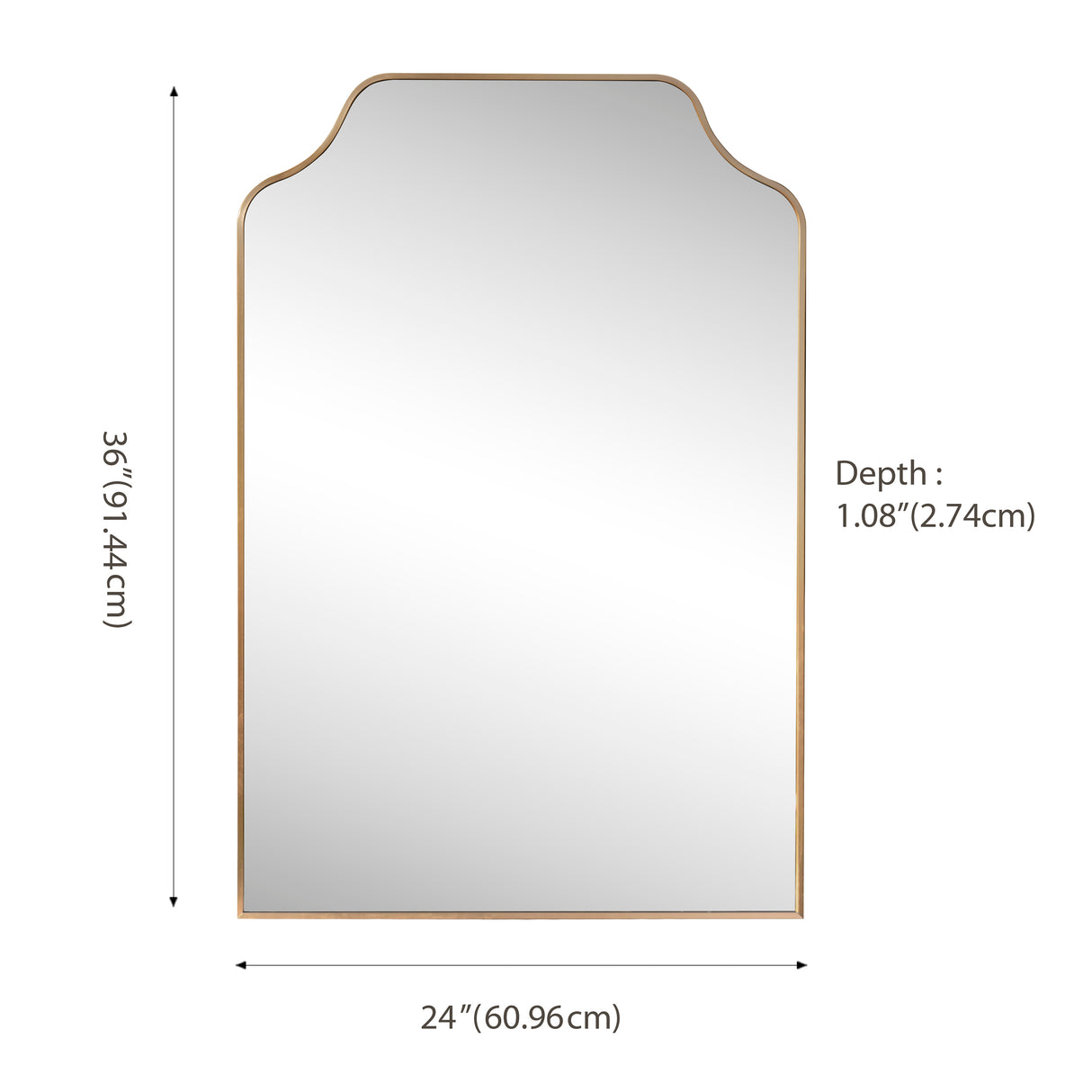 Lindie Medium Scalloped-Top Metal Framed Wall Mounted Mirror