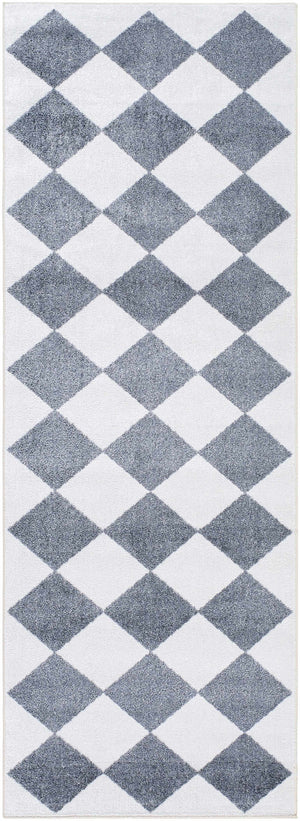 Ulric Navy Blue Diamond Washable Area Rug