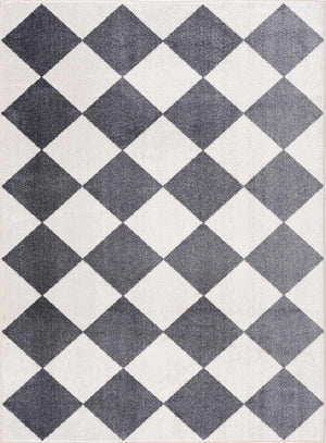 Ulric Navy Blue Diamond Washable Area Rug