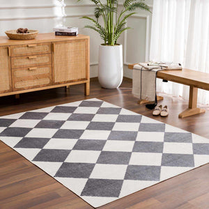 Ulric Navy Blue Diamond Washable Area Rug