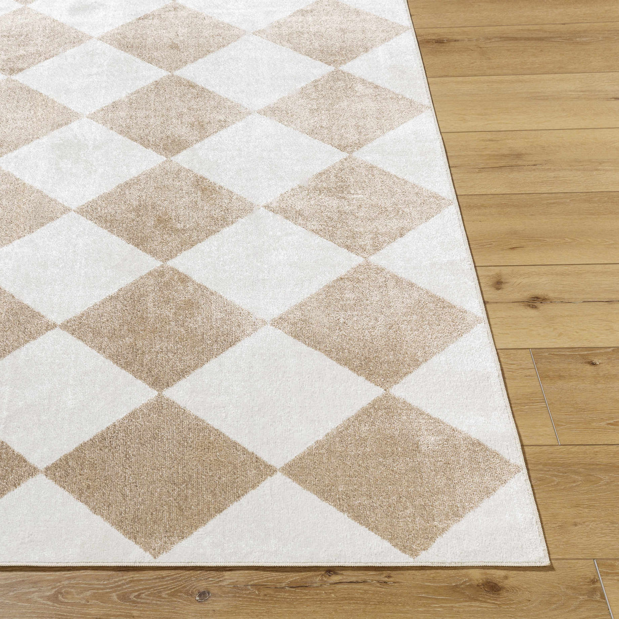 Ulric Brown Diamond Washable Area Rug