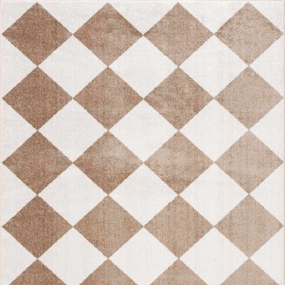 Ulric Brown Diamond Washable Area Rug