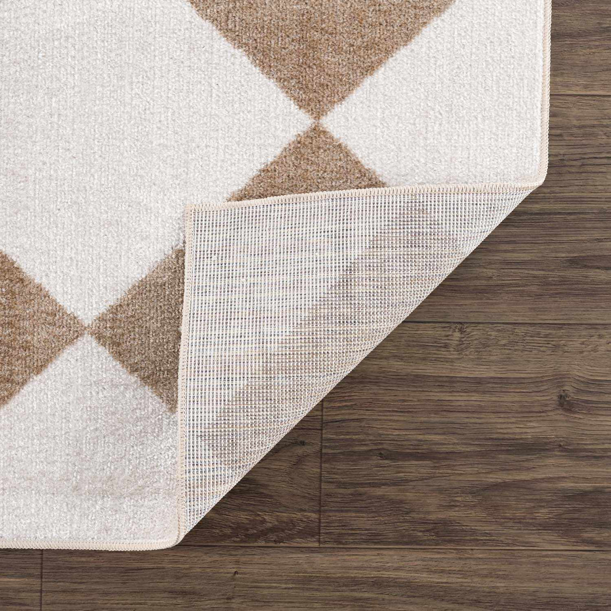 Ulric Brown Diamond Washable Area Rug