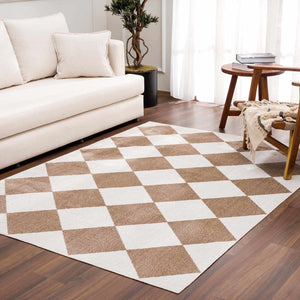 Ulric Brown Diamond Washable Area Rug