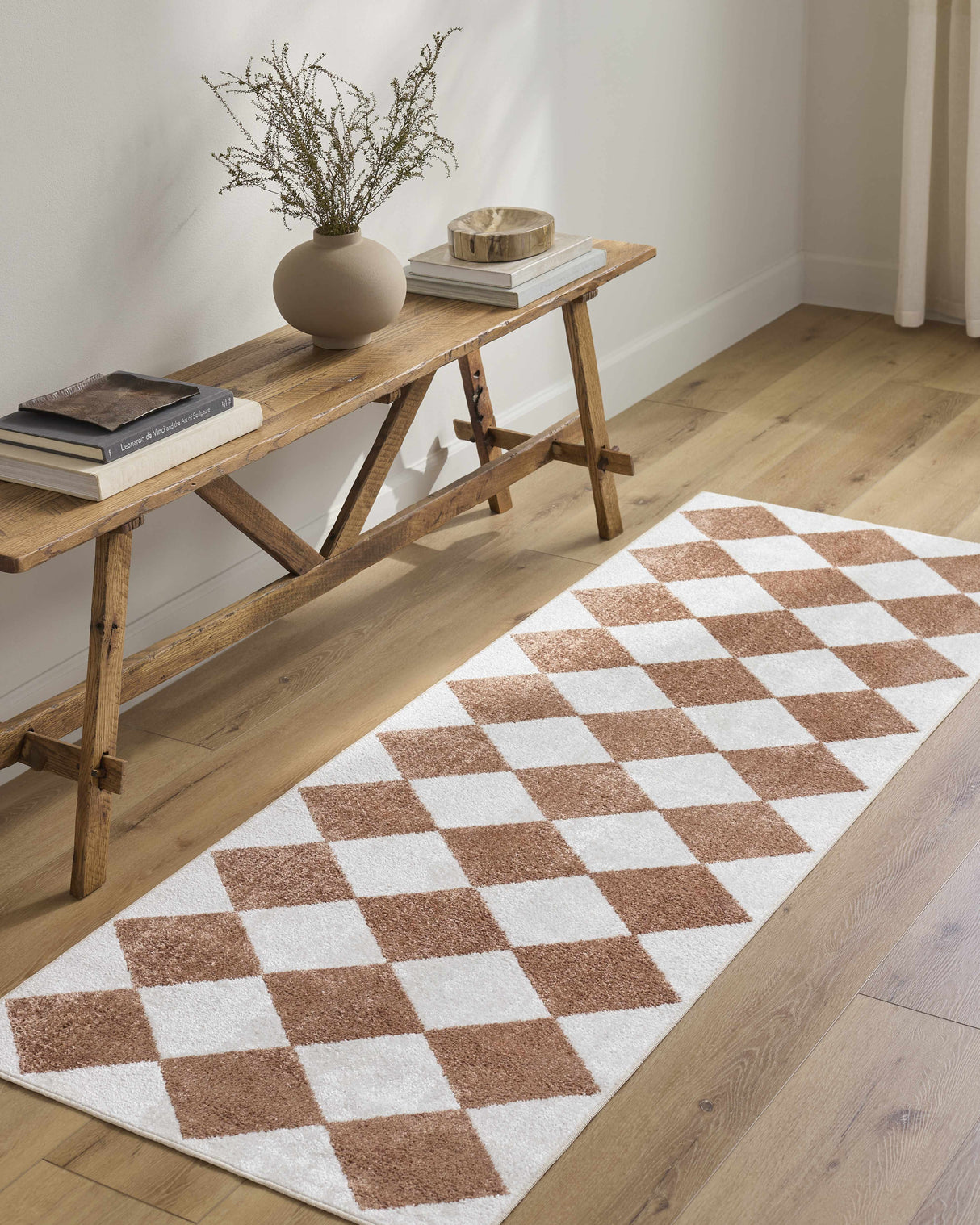Ulric Chestnut Diamond Washable Area Rug
