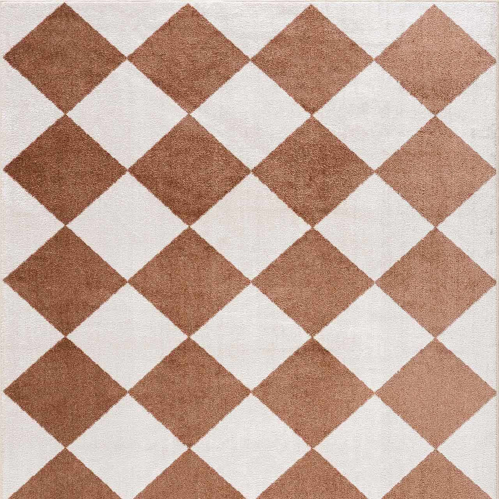 Ulric Chestnut Diamond Washable Area Rug