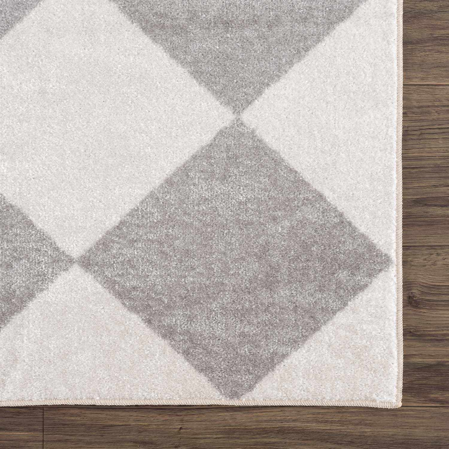 Ulric Light Gray Diamond Washable Area Rug
