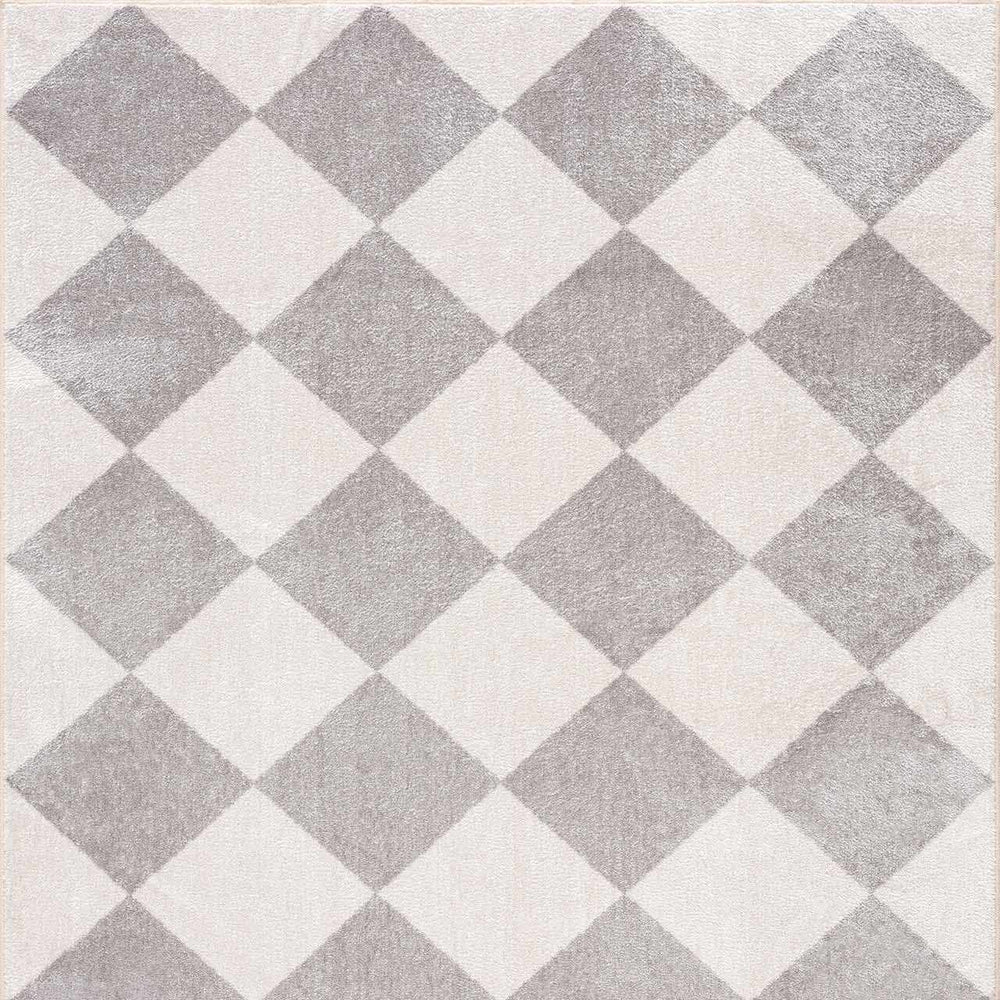 Ulric Light Gray Diamond Washable Area Rug