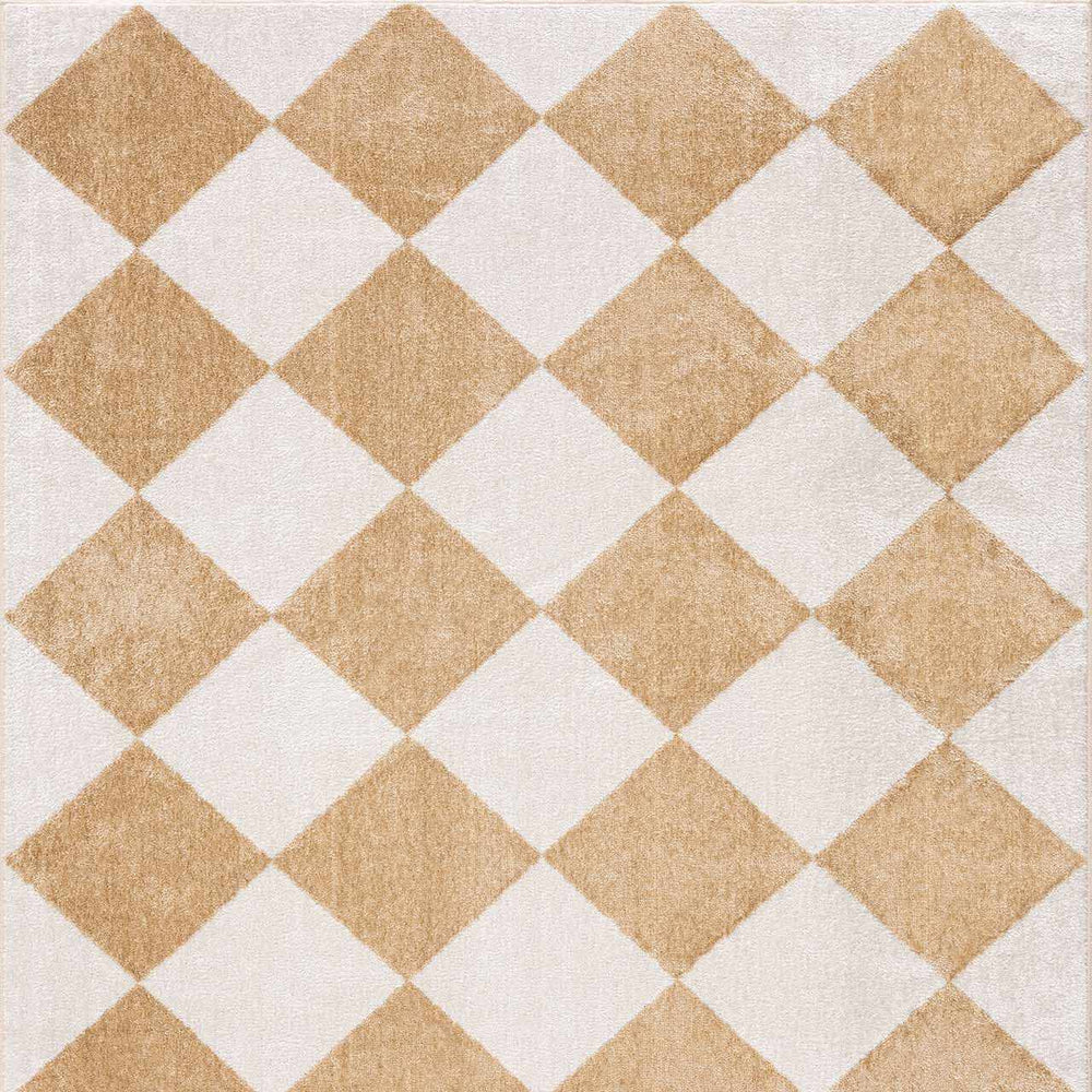 Ulric Light Brown Diamond Washable Area Rug