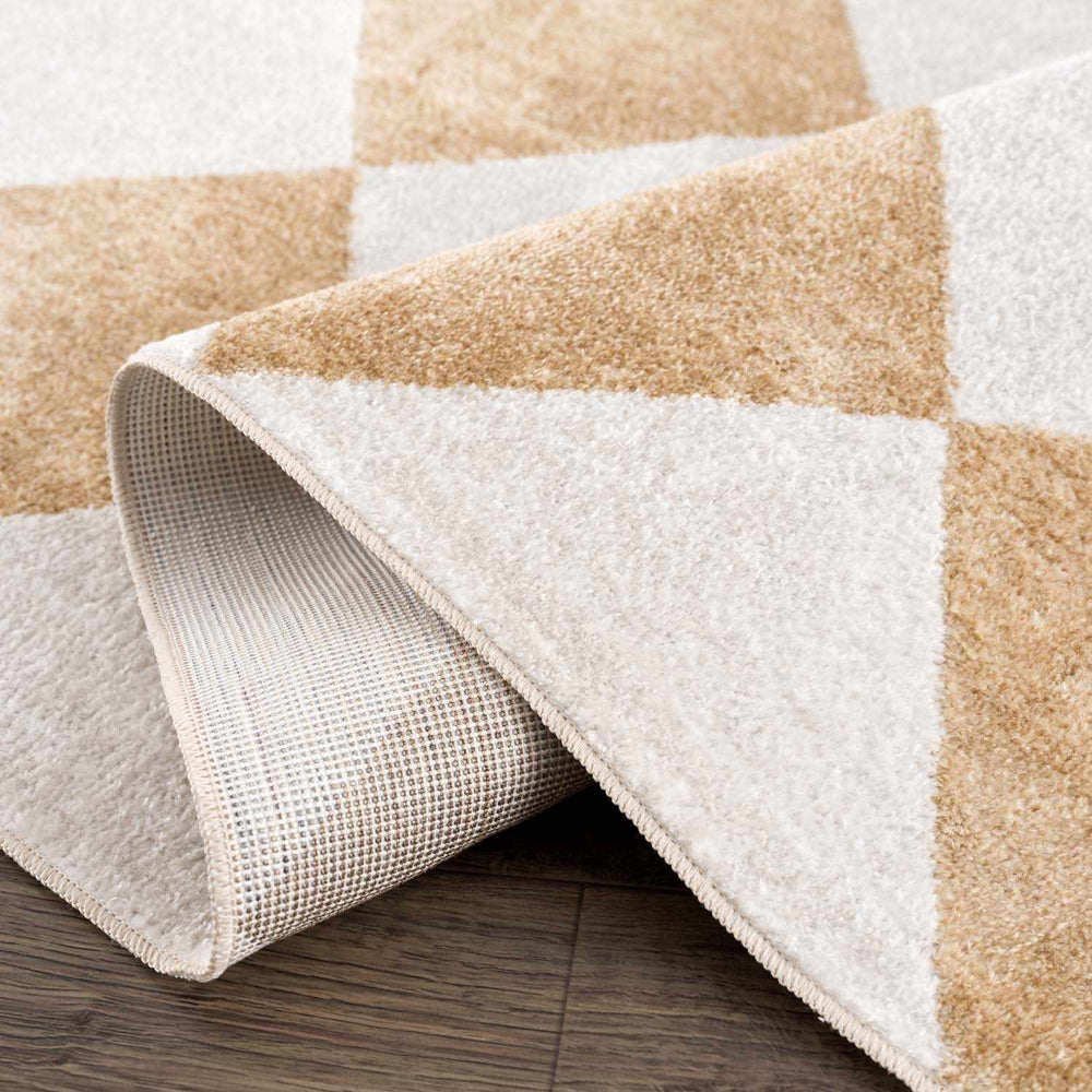 Ulric Light Brown Diamond Washable Area Rug