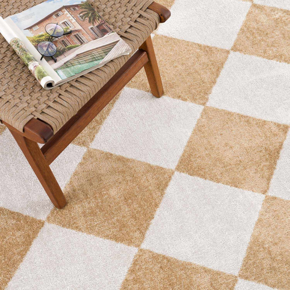 Ulric Light Brown Diamond Washable Area Rug