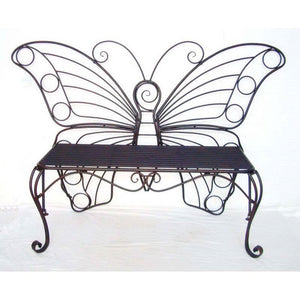 Modern Outdoor Butterfly Garden Bench in Black Metal Finish