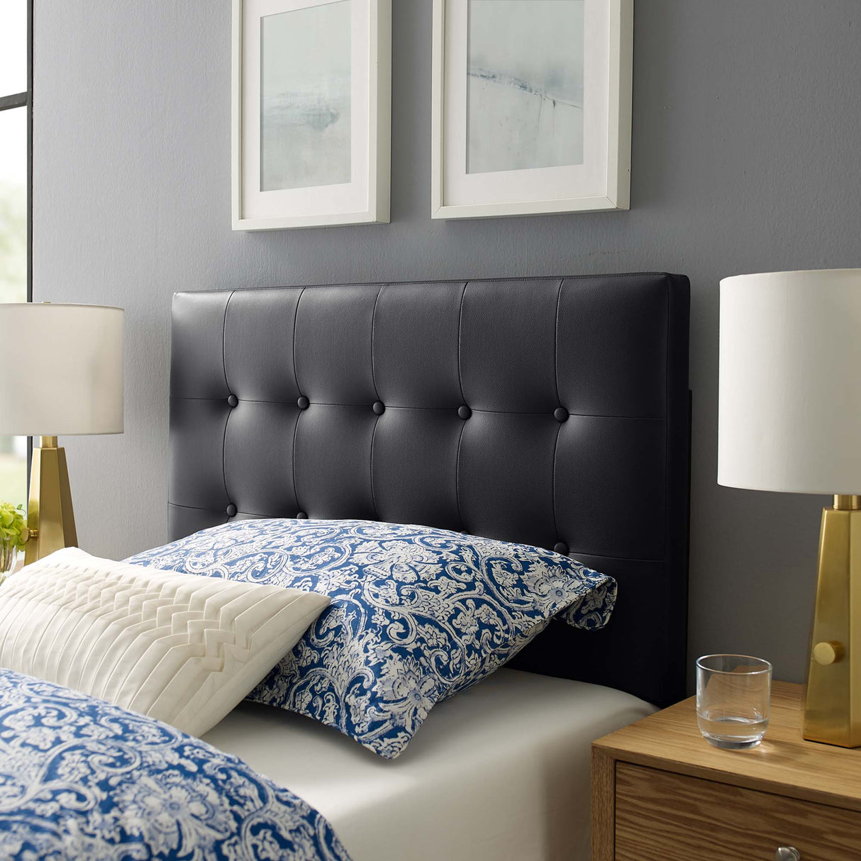 Emily Upholstered Vinyl Twin Headboard by Modway