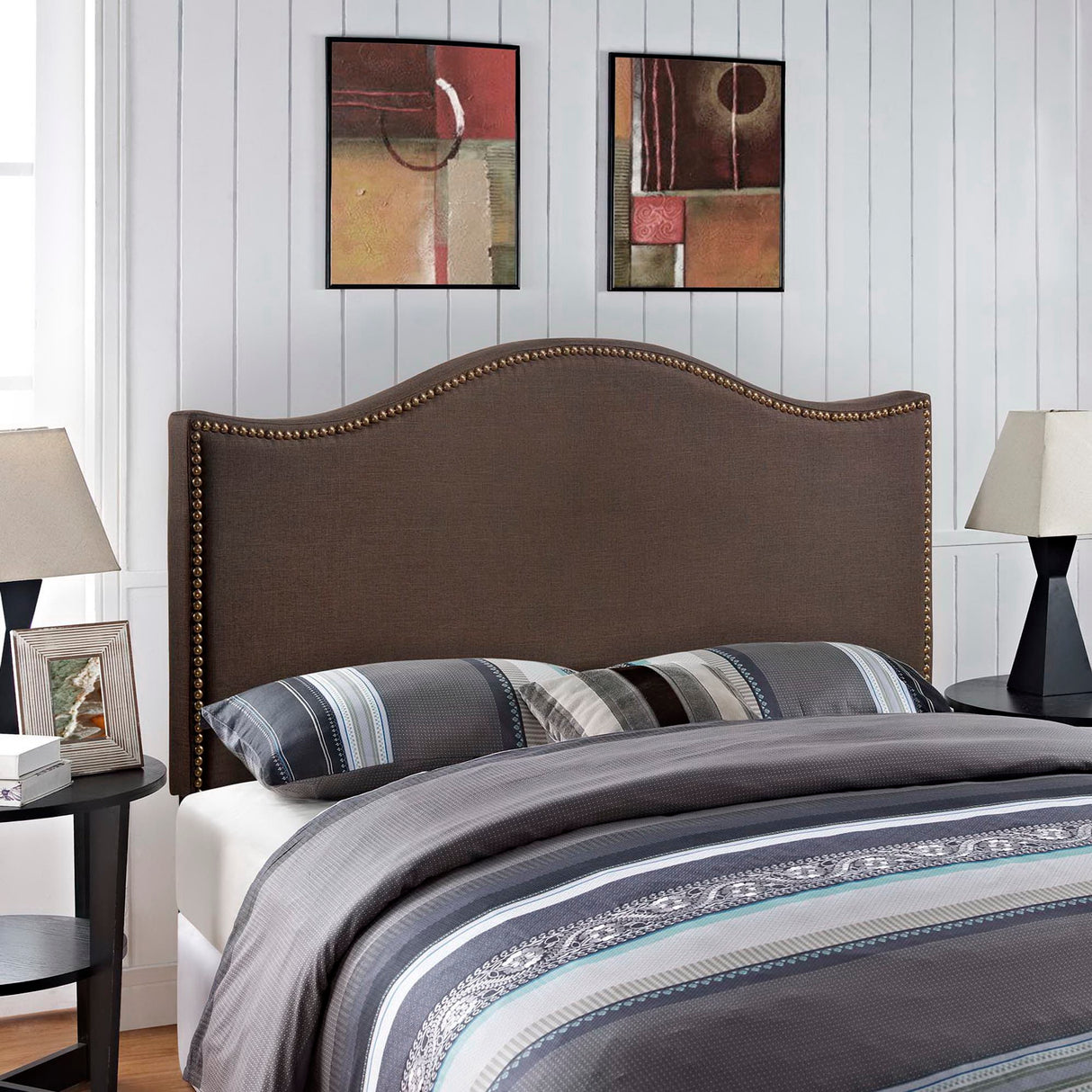 Curl Nailhead Upholstered Queen Headboard by Modway