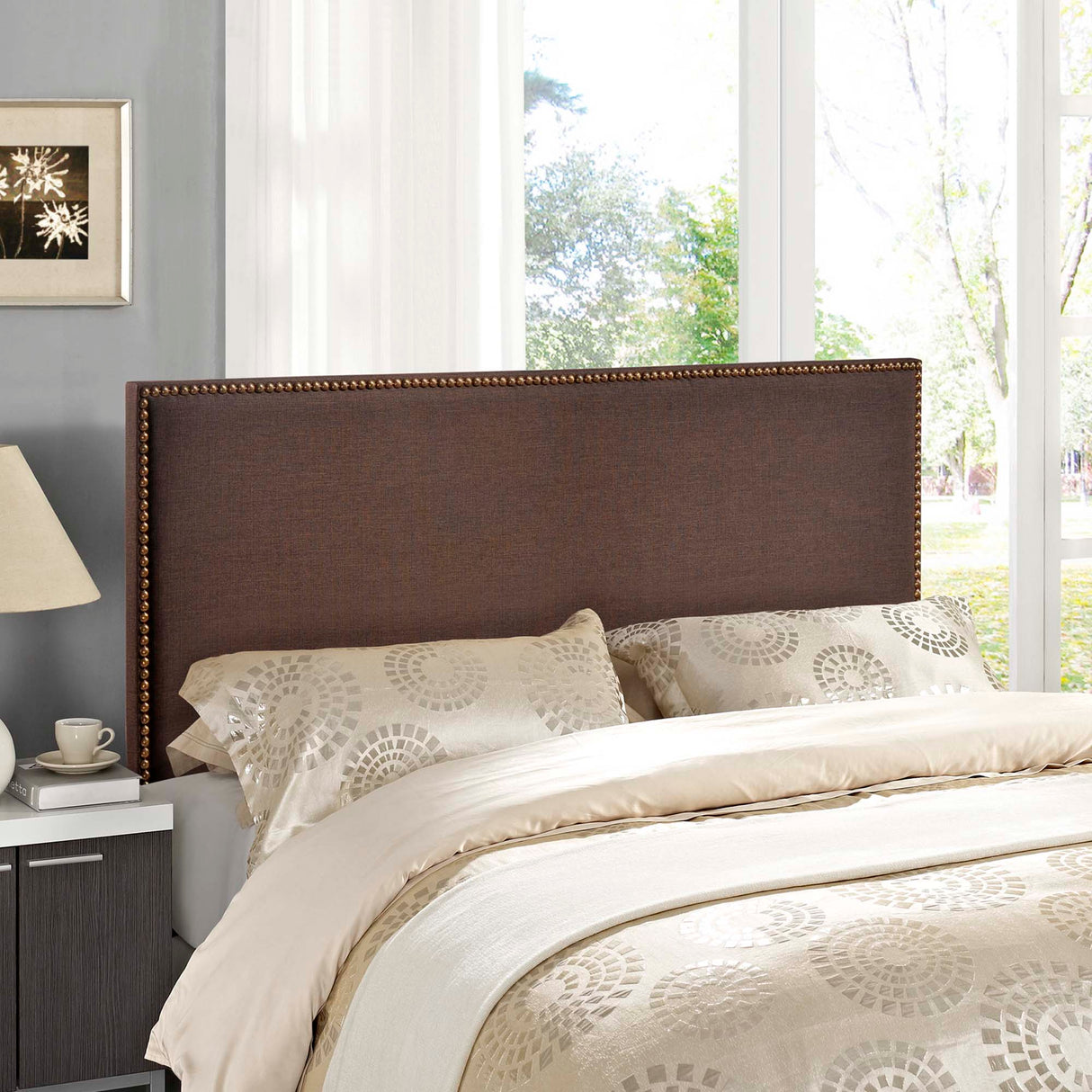 Region Nailhead Upholstered Queen Headboard by Modway