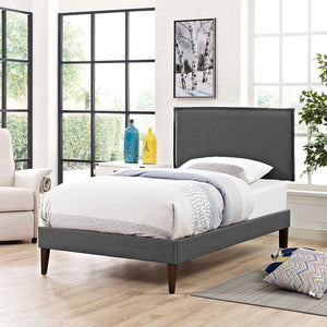Amaris Fabric Twin Platform Bed with Squared Tapered Legs by Modway