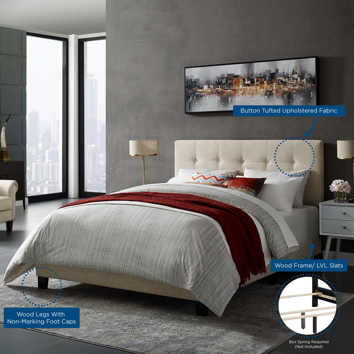 Amira Upholstered Fabric Full Bed by Modway