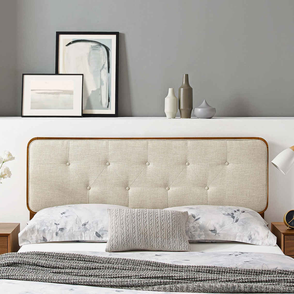 Collins Tufted Fabric and Wood King Headboard by Modway