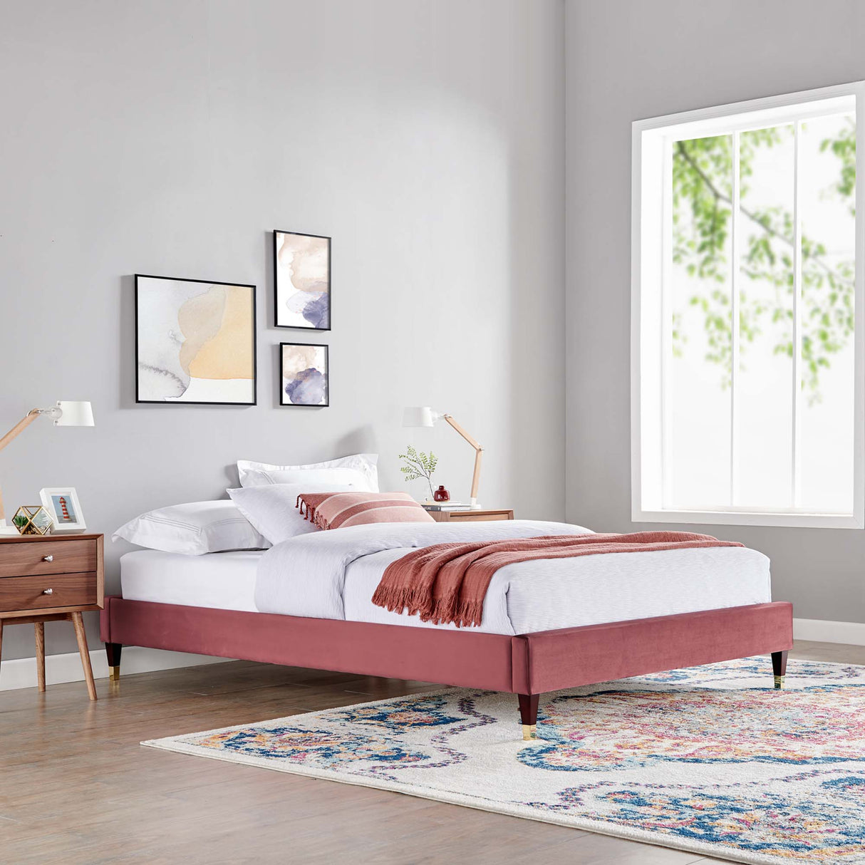 Harlow Performance Velvet Queen Platform Bed Frame by Modway