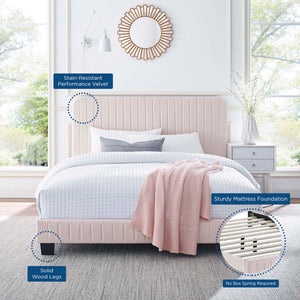 Celine Channel Tufted Performance Velvet Queen Platform Bed by Modway
