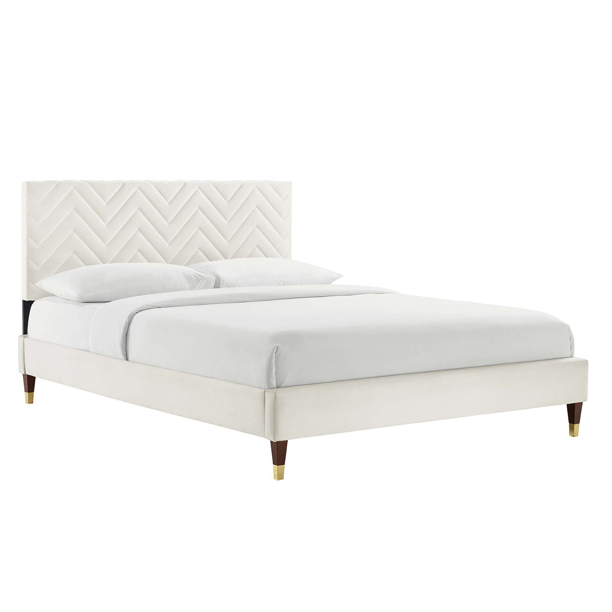 Leah Chevron Tufted Performance Velvet Queen Platform Bed by Modway