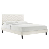 Leah Chevron Tufted Performance Velvet Twin Platform Bed by Modway