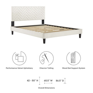 Leah Chevron Tufted Performance Velvet Twin Platform Bed by Modway
