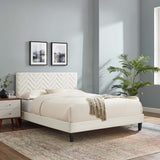 Leah Chevron Tufted Performance Velvet Twin Platform Bed by Modway