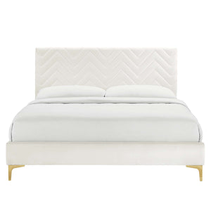 Leah Chevron Tufted Performance Velvet Full Platform Bed by Modway