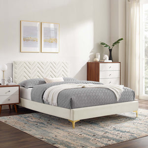 Leah Chevron Tufted Performance Velvet Full Platform Bed by Modway