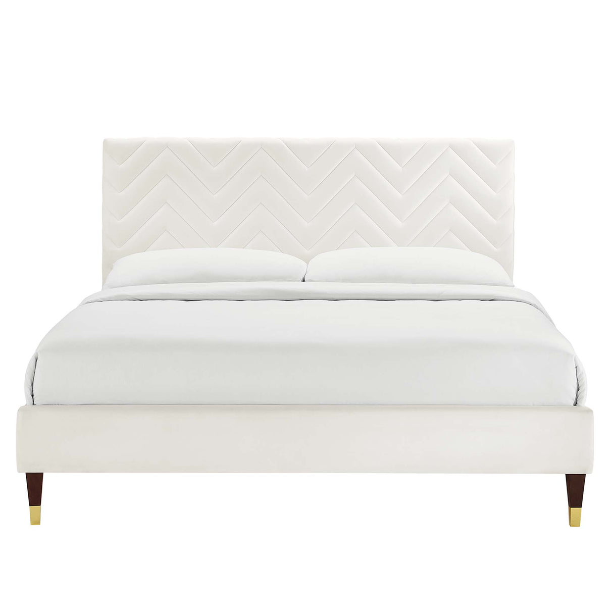 Leah Chevron Tufted Performance Velvet Full Platform Bed by Modway