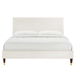 Leah Chevron Tufted Performance Velvet Full Platform Bed by Modway
