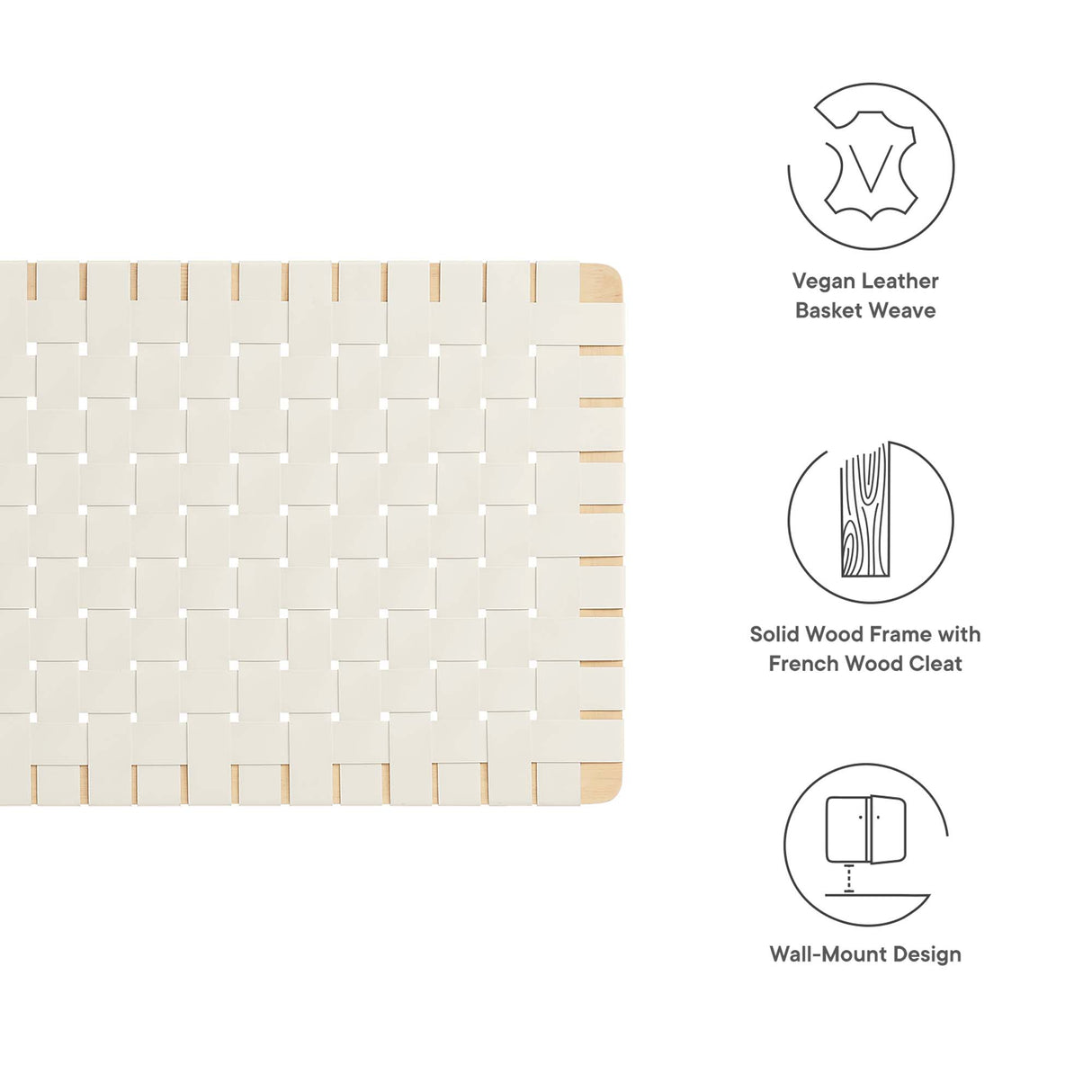 Sparta Weave Wall-Mount Vegan Leather Twin Headboard by Modway