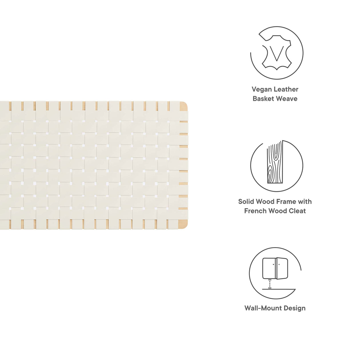 Sparta Weave Wall-Mount Vegan Leather Queen Headboard by Modway