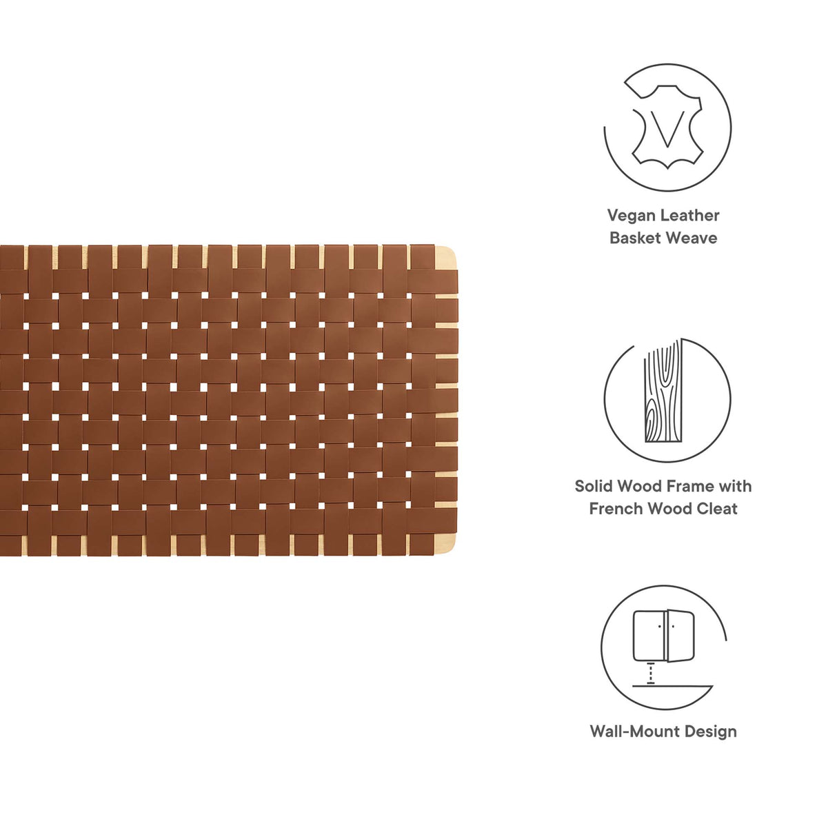 Sparta Weave Wall-Mount Vegan Leather Queen Headboard by Modway