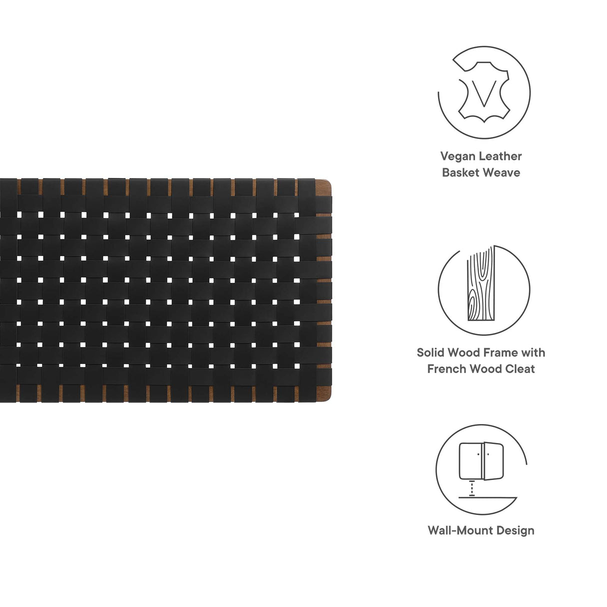 Sparta Weave Wall-Mount Vegan Leather Queen Headboard by Modway