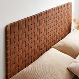 Sparta Weave Wall-Mount Vegan Leather Queen Headboard by Modway