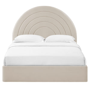 Solana Arched Performance Velvet Full Platform Bed