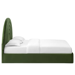 Solana Arched Performance Velvet Full Platform Bed