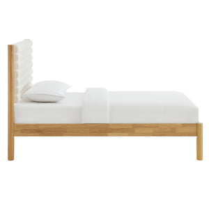 Olea Channel Tufted Boucle Solid Wood Twin Platform Bed by Modway