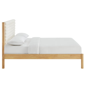 Olea Channel Tufted Boucle Solid Wood Full Platform Bed by Modway