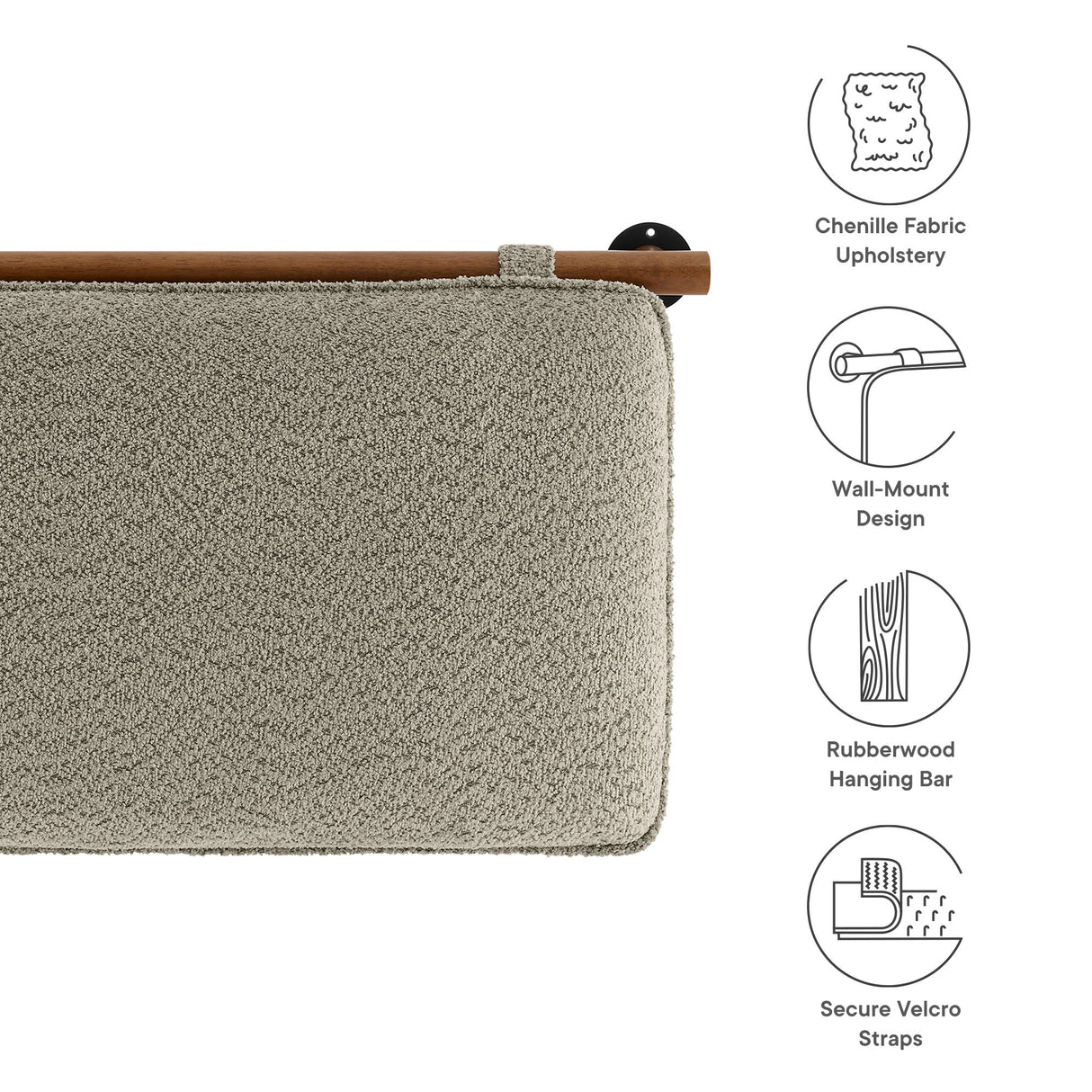 Anela Wall-Mounted Chenille Upholstered Queen Headboard by Modway