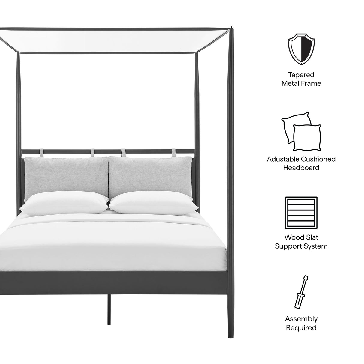 Marlowe 4-Poster Canopy Metal Queen Platform Bed by Modway