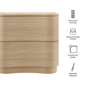 Mirae 2-Drawer Curved Nightstand by Modway