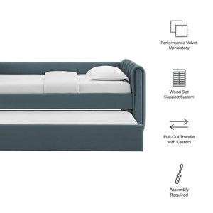 Veyla Channel Tufted Performance Velvet Twin Daybed With Trundle